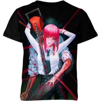 Lively Black and White Denji and Makima Chainsaw Man Shirt - High-Quality Adventure