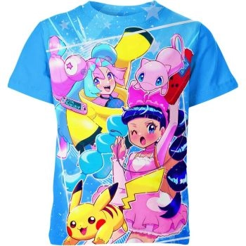 Iono Mew Pikachu From Pokemon Shirt - Electric Blue Pikachu - Adorably Vibrant Spark