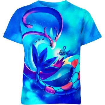 Enchanting Serenity - Serene Blue Feebas And Milotic From Pokemon Shirt