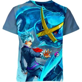 Steven And Mega Metagross From DQS Shirt Ocean Blue