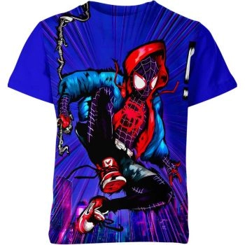 Venomized Attack: Relaxed and Fashionable Spider Man T-Shirt in Blue