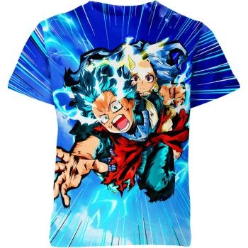 Deku Izuku Midoriya And Eri From My Hero Academia Shirt - Blue