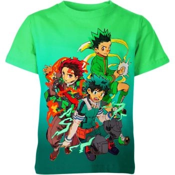 Gon Tanjirou Deku Anime Heroes Green Shirt - Unite the Heroes