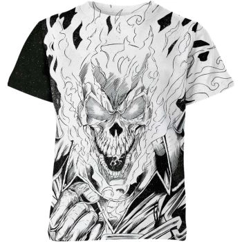 A Simple and Stylish Way to Show Your Love for the Rider in White: Ghost Rider Logo T-Shirt