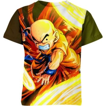 Krillin From Dragon Ball Z Shirt - Verdant Green and Sunny Yellow