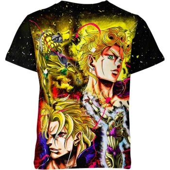 Dynamic Multicolor Fusion Dio X Giorno Jojo's Bizarre Adventure Shirt - High-Quality and Vibrant