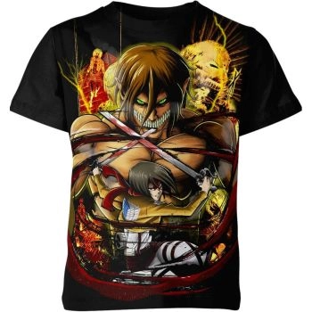 Bold Black and Yellow Mikasa and Eren Attack on Titan Shirt