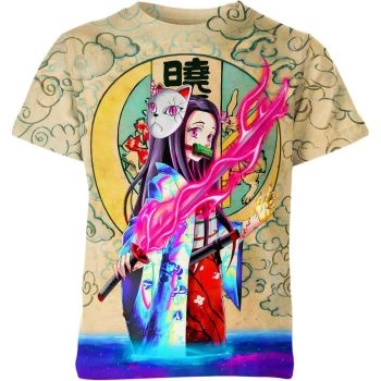 Cheerful Yellow-Multicolor Nezuko From Demon Slayer Shirt