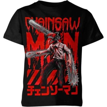 Fiery Red and Mysterious Black Denji Chainsaw Man Shirt - High-Quality Adventure