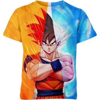 Son Goku's Playful Orange and Mystical Blue Dragon Ball Z Shirt