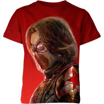 Stylish & Cozy: Unleash the Winter Soldier - Bucky Barnes in the Red Shield T-Shirt