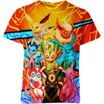 Vibrant Multi-colored Eevee Evolution From Pokemon Shirt - Embrace Ever-changing Potential!