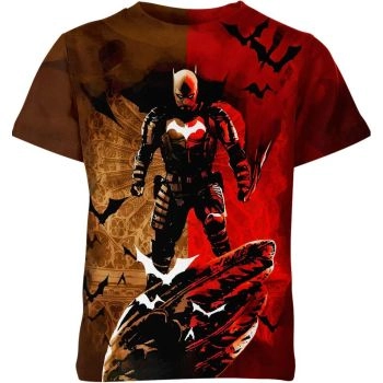 Batman: Navy Blue Dark Knight T-Shirt - Brownish Red and Comfortable Fit for a Daring Look