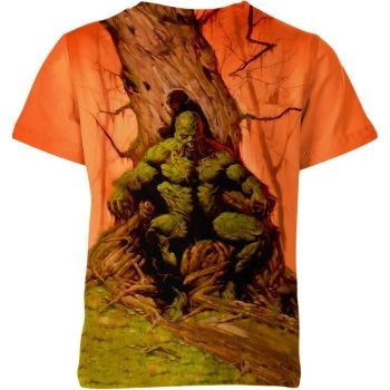Swamp Thing Face Shirt: Mysteries of the Swamp - A Bold and Energetic Orange Tee