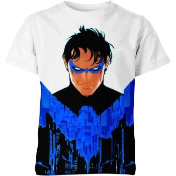 Nightwing Dick Grayson Shirt - The New Batman in White and Blue