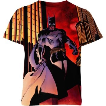 Batman: Dynamic and Eye-catching Blue T-Shirt with Red and Multicolor Accents