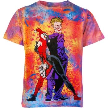 The Colorful Harley Quinn x Joker 3D Design T-Shirt: Harley Quinn x Joker