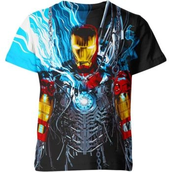 A Blue Blast of Power: Iron Man 3D T-shirt in Blue
