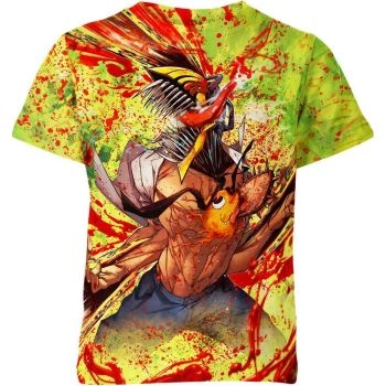 Charming Trio Denji, Pochita, and Power Chainsaw Man Shirt - Cute and Vibrant