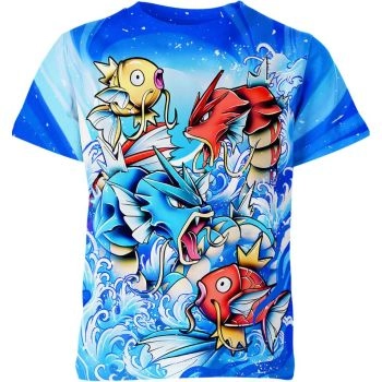 Gyrados X Magikarp From Pokemon Shirt - Azure Ripple