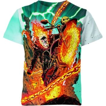 Ghost Rider Skull And Chain T-Shirt - Feel the Power in Orange Flames