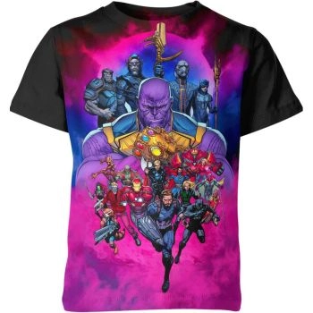 Displaying Heroic Assembly with the Avengers T-Shirt in Black and Purple