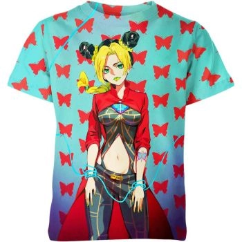 Tropical Turquoise - Jolyne Cujoh Jojo's Bizarre Adventure Shirt in Turquoise Blue