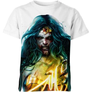 Zombie Veggie Hunter - Wonder Woman Zoombie with Carrot T-Shirt in White & Green