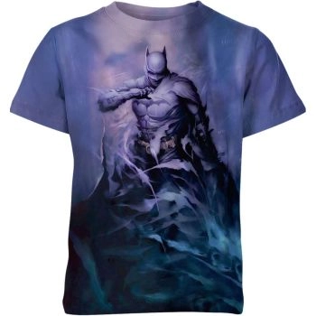 Batman: Cool and Playful Emoji Vibes Grey T-Shirt with Purple Accents
