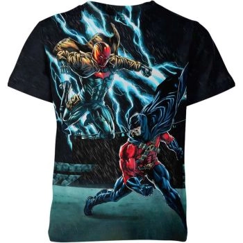 Red Robin vs Red Hood T-shirt: Witness the Epic Battle between Tim Drake and Jason Todd in Black