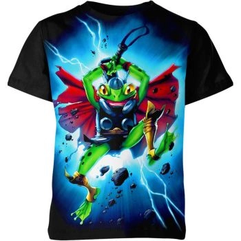 Black Crossover: Frog X Thor, The Amphibian Avenger T-Shirt