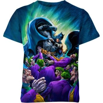 Showcasing Arch Enemies with the Batman And Joker T-Shirt in Blue and Purple