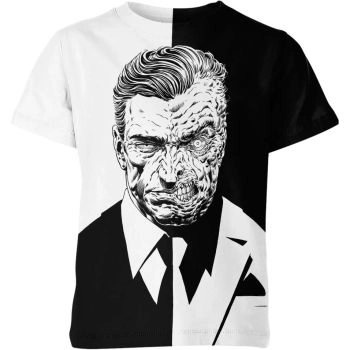 Duality of Justice: White Two Face Shirt - A Dark and Twisted DC Tee