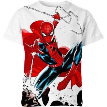 Hexagonal Heroics: Fashionable and Cozy Spider-man Man T-Shirt in White
