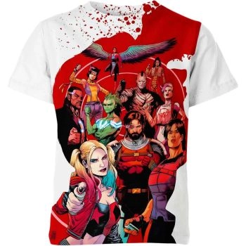 Playful Mischief: Red and White Suicide Squad Harley Quinn Tee, A Playful Spirit