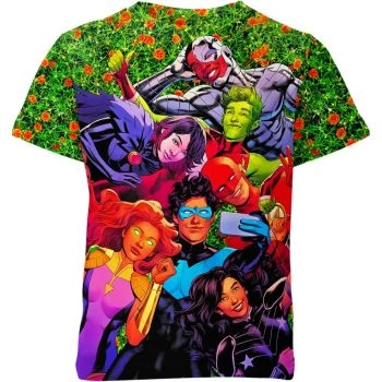 Teen Titans Rebirth Comic Art Shirt: Journey of Heroes - A Bold and Captivating Multi-color Tee