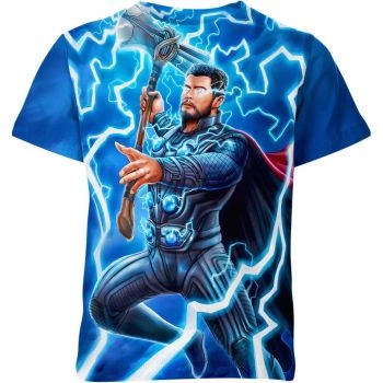 Electrifying God: Blue Thor Shirt - A Cool and Electric Marvel Tee