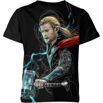 Mighty Mjolnir: Black Thor Shirt - A Bold and Strong Marvel Tee