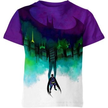 Batman: Striking and Vibrant Yellow Vibes Purple, Green, and White T-Shirt