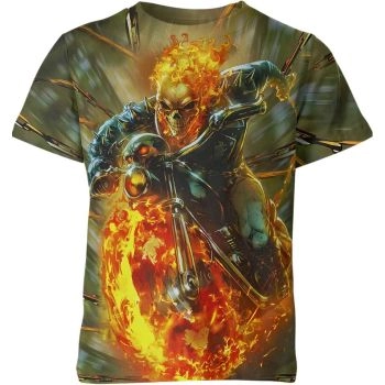 Ghost Rider Hell On Wheels T-Shirt - Ignite the Green Blaze of Freedom