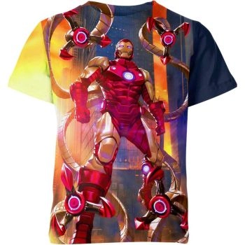 A Comic Book Style Design: Red Iron Man Comic T-shirt