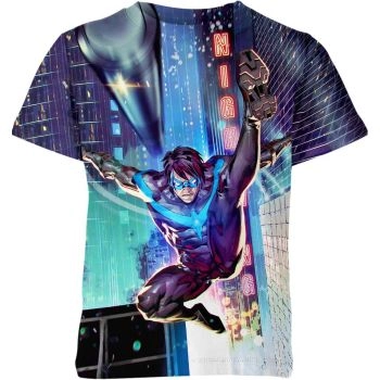 Nightwing Dick Grayson Shirt - The Guardian of Gotham in Blue