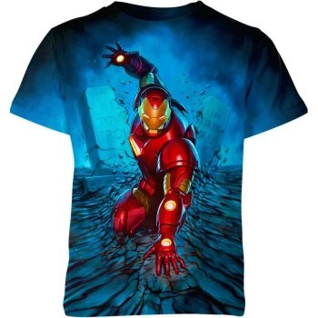 A Pixel Art Style Design: Blue Iron Man Pixel Art T-shirt