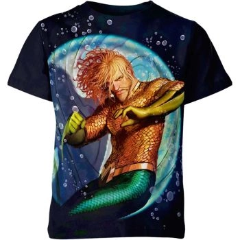 Symbolizing Royal Power with the Aquaman Trident Tee in Ocean Blue