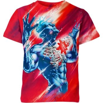 Red/Blue Captain Atom Superhero Shirt - Tap into the Power of Atomic Heroism