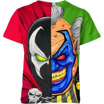 Celebrate Iconic Rivalry with Playful and Vibrant Spawn X Clown T-Shirt