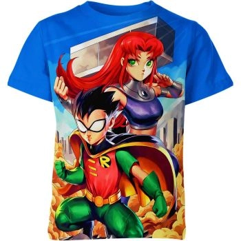 Be in Love Like Robin and Starfire - Multicolored Robin And Starfire From Teen Titans Shirt - Robin and Starfire: The epitome of love and friendship