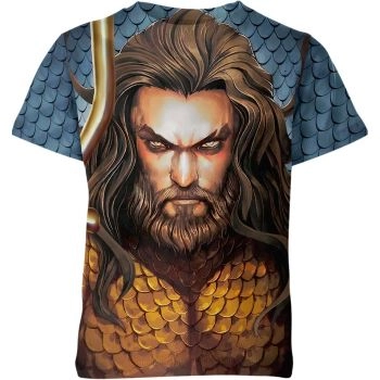 Showcasing Weapon Mastery with the Aquaman Trident Power Tee in Deep Sea Blue