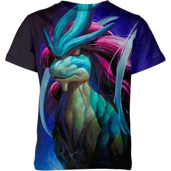 Suicune From DQS Shirt Black Blue