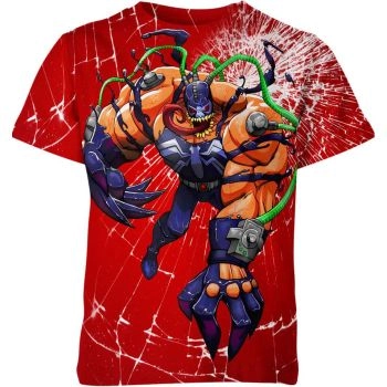 Merging Fearsome Foes with the Bane X Venom T-Shirt in Red and Multicolor